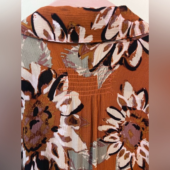 Free People Floral Blouse - Orange and Pink - Picture 7 of 8
